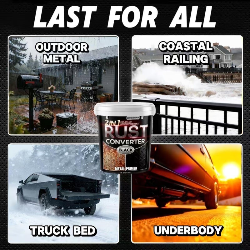 cocomfix Ultra 2-in-1 Rust Converter Paint & Metal Primer, 35 oz Heat-Stable Rust Reformer & Encapsulator for Frame, Chassis, Trailer, Truck, Paint Directly Over Rust, No-Topcoat Needed, Matte Black - Image 4